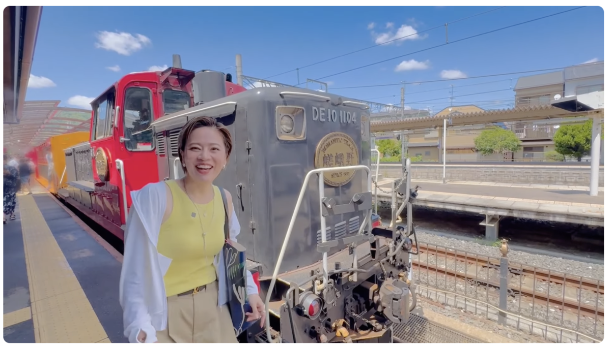 画像：インフルエンサーさんと嵯峨野トロッコ