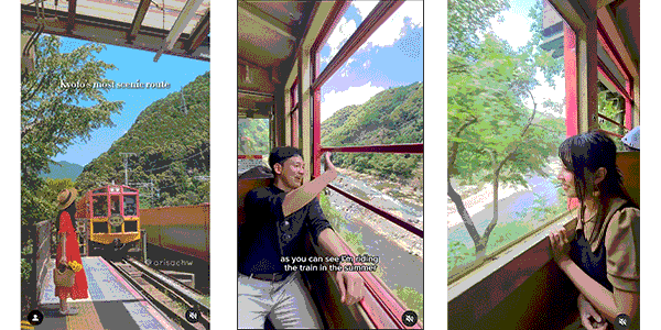 画像：インフルエンサーさんたちと嵯峨野トロッコから見える景色